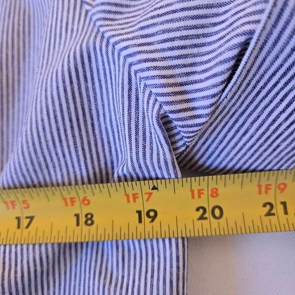 Tahari Womens Short Sleeve Striped Button Front Blouse Blue White Size Large - Picture 9 of 11